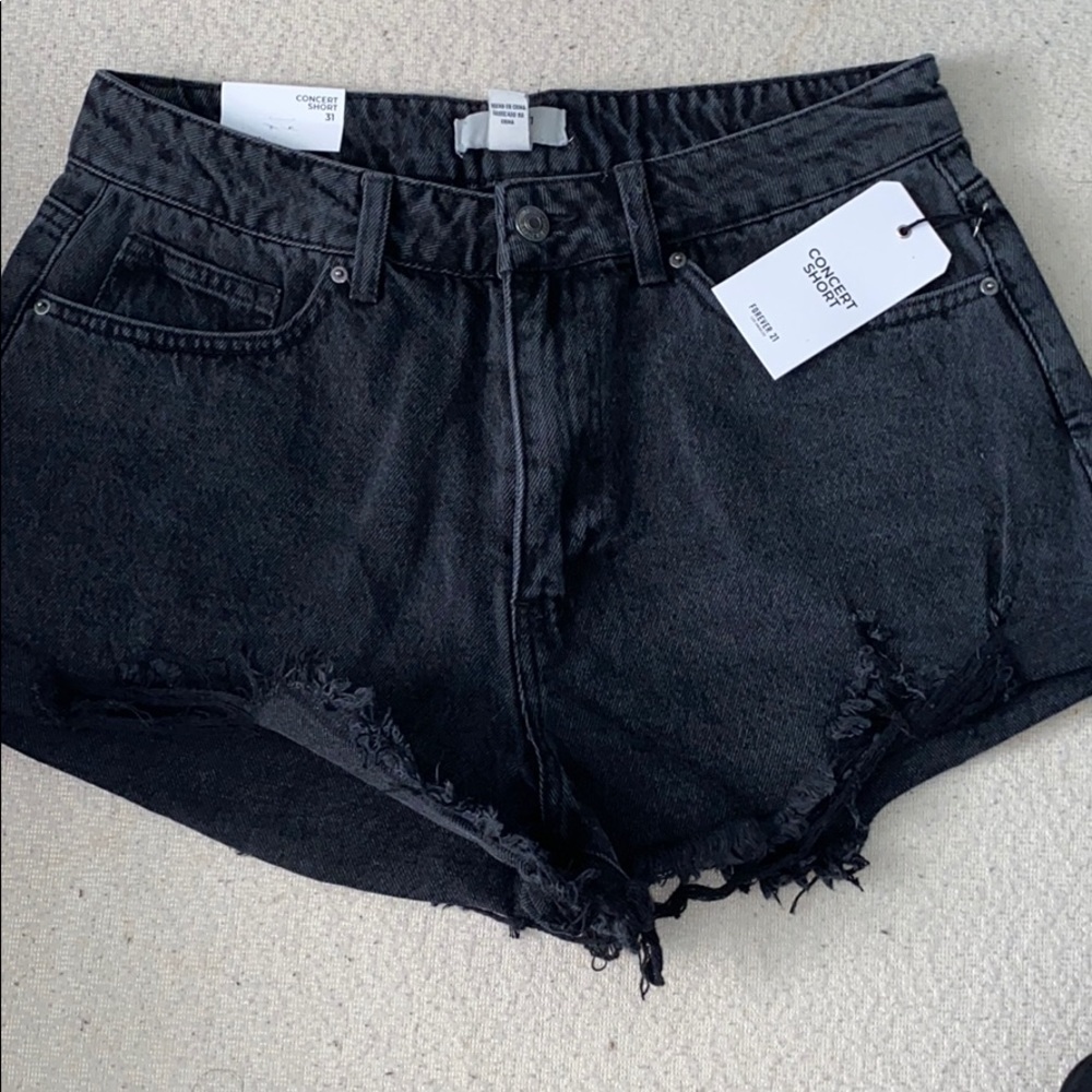 Black denim shorts